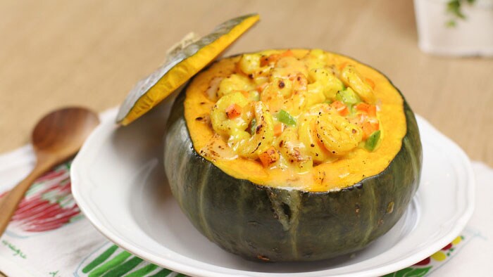 Portuguese Baked Rice in Pumpkin
