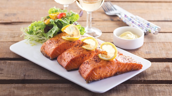 Fried Salmon with Honey Mustard Sauce