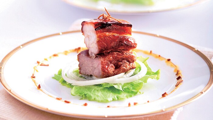 Roasted Pork Belly with Dried Orange Skin and Mustard