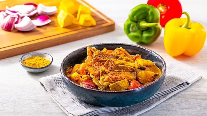 Beef Short Ribs Curry with Bell Peppers and Pumpkin