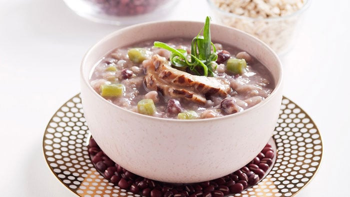 Oat Congee with Red Bean and Coix Seed