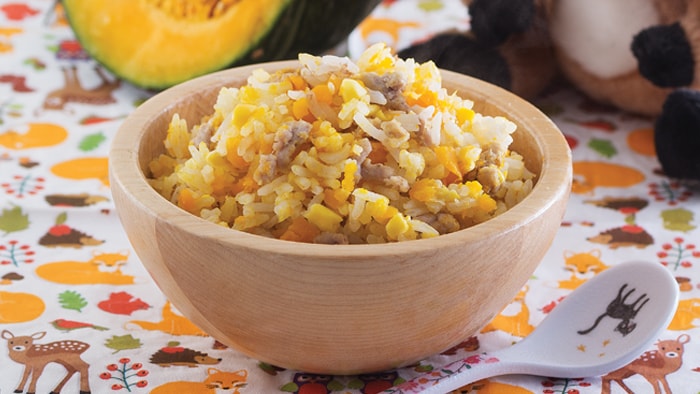 Pork Mince Rice with Sweet Corn and Pumpkin