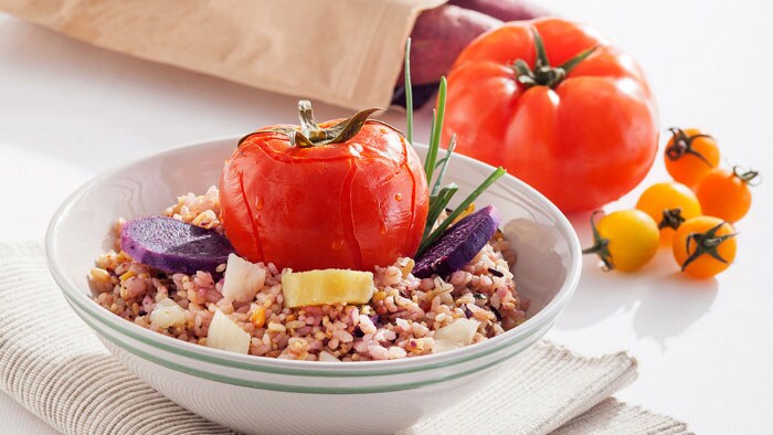 Tomato Sweet Yam with Mixed Grain Rice