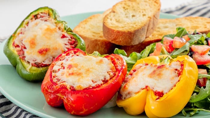 Stuffed Bell Peppers with Baguette