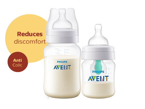 Philips Avent Natural Baby Bottle reduces discomfort and is anti colic